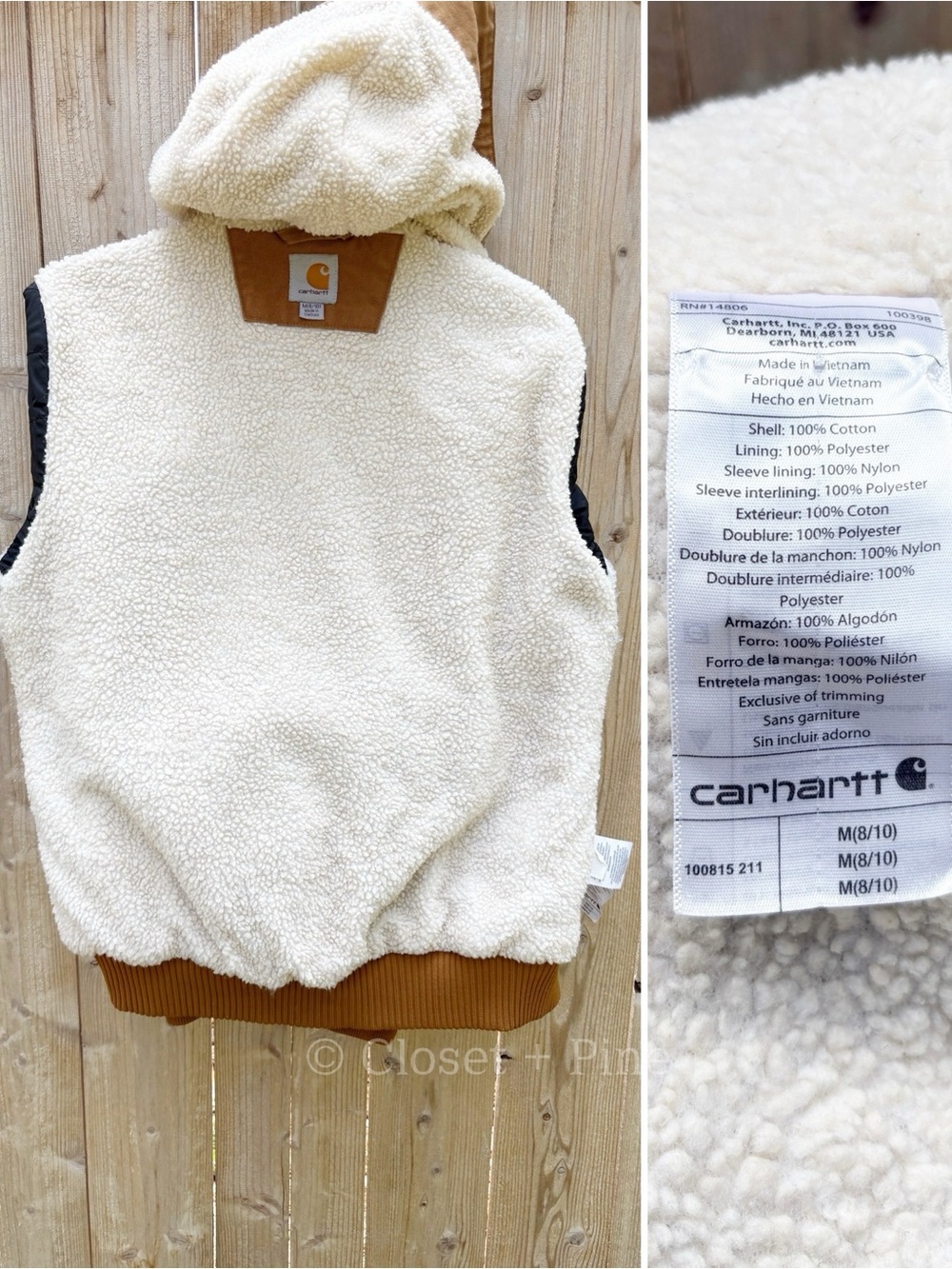Carhartt Weathered Wildwood Jacket Tan Size Medium Hooded Sherpa Lined - Picture 14 of 17